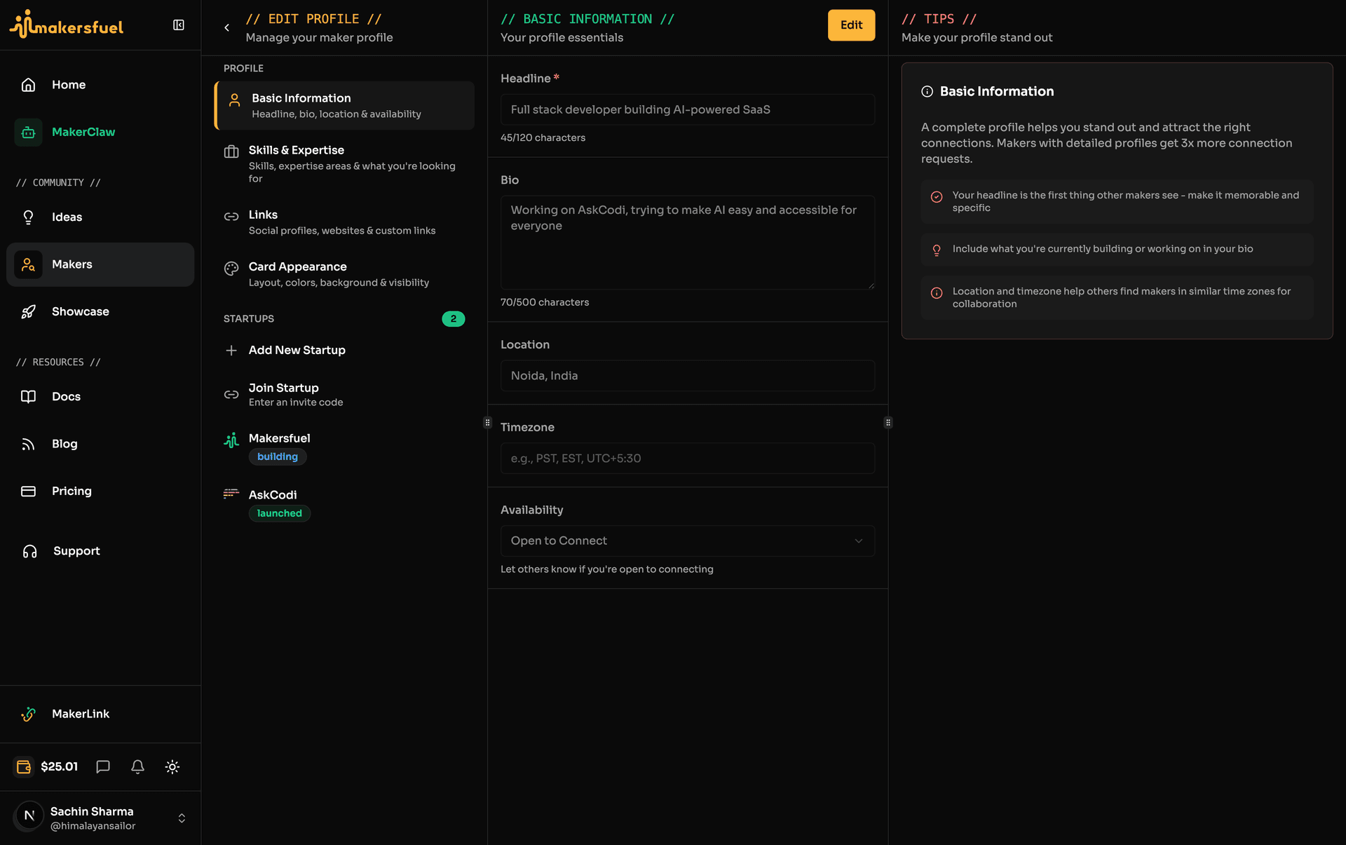Create Maker Profile