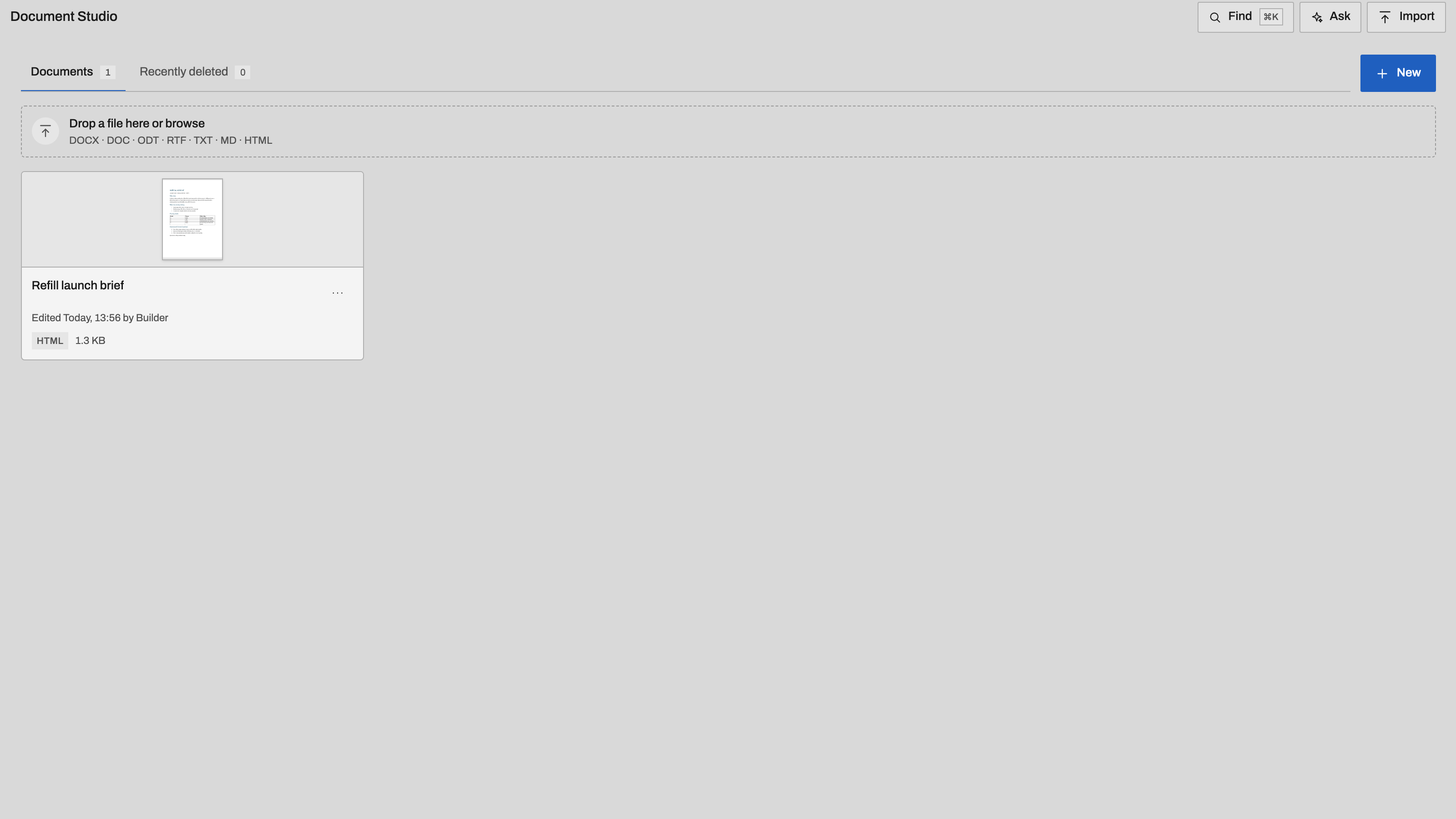 Document Studio: Keep every document in one library. Example data.