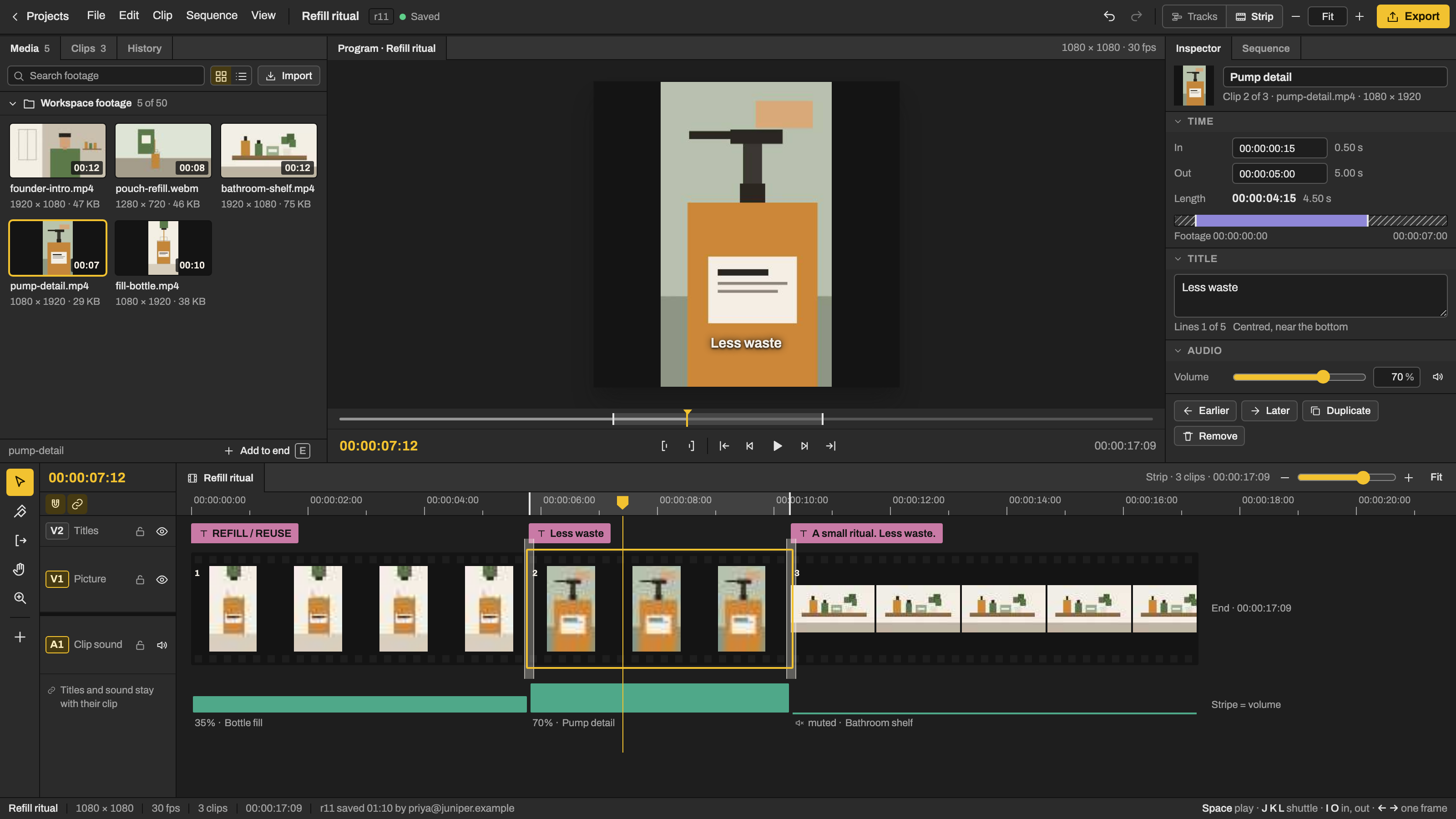 Film Studio: Read the cut as film. Example data.