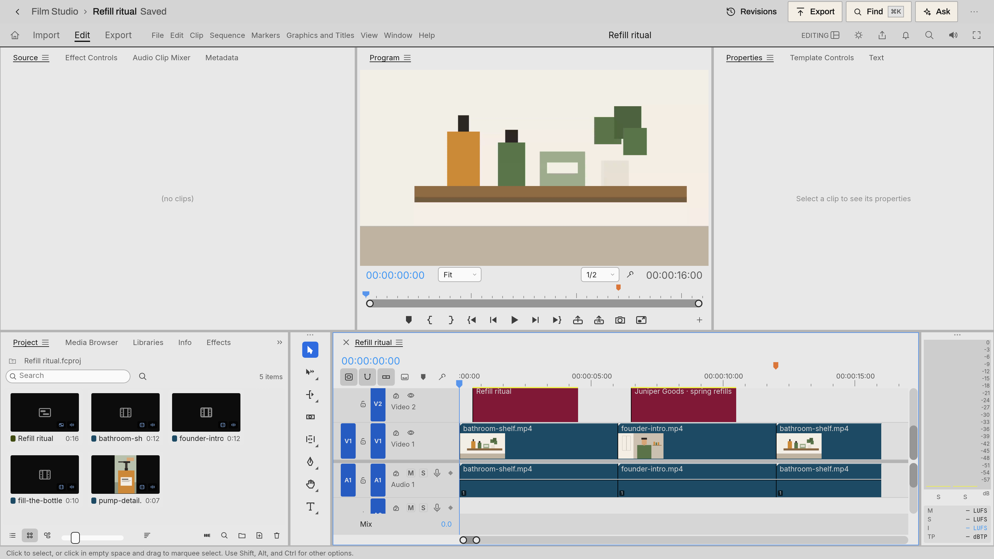 Film Studio preview with example data