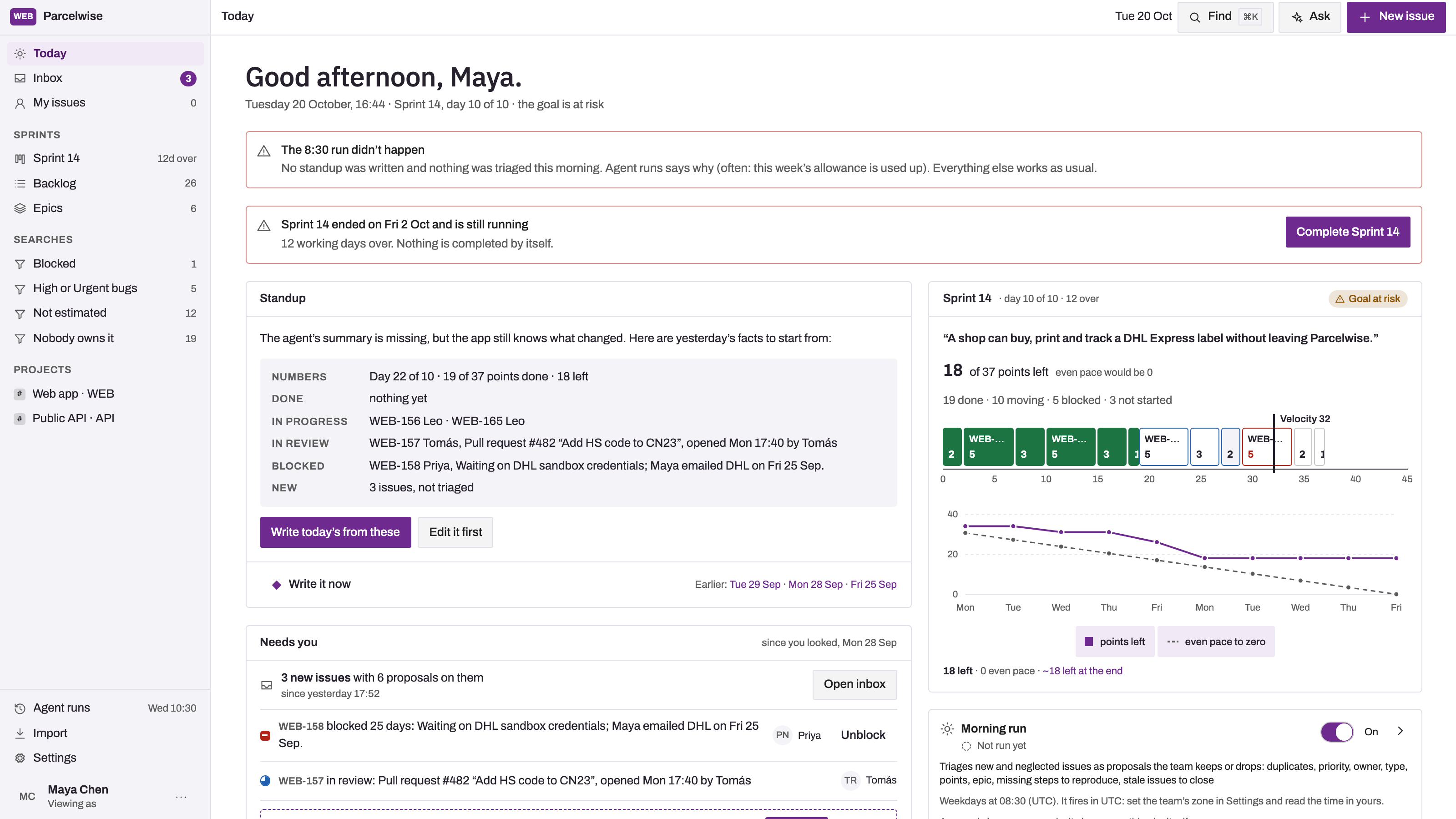 Issue Tracker preview with example data
