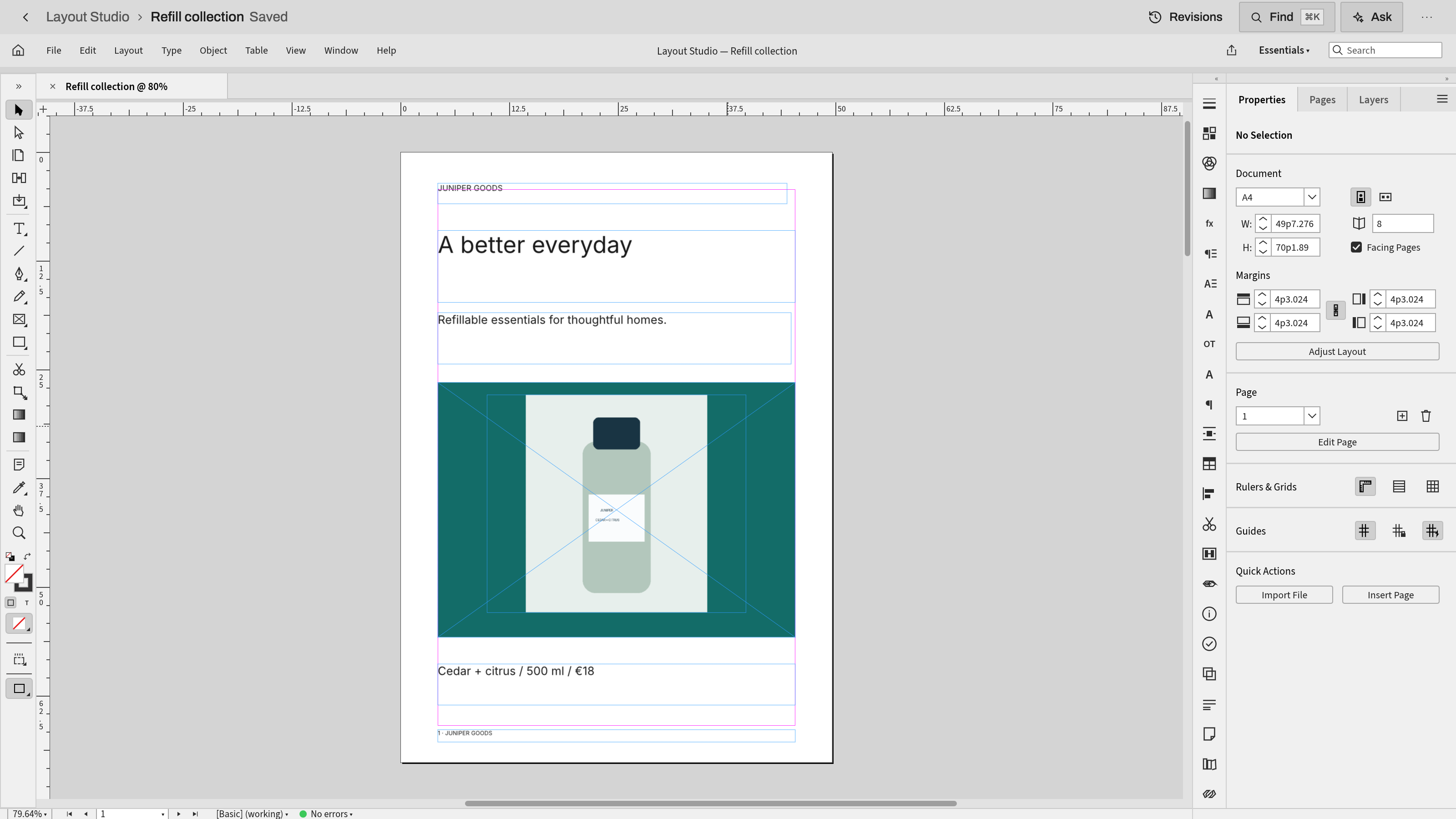 Layout Studio preview with example data
