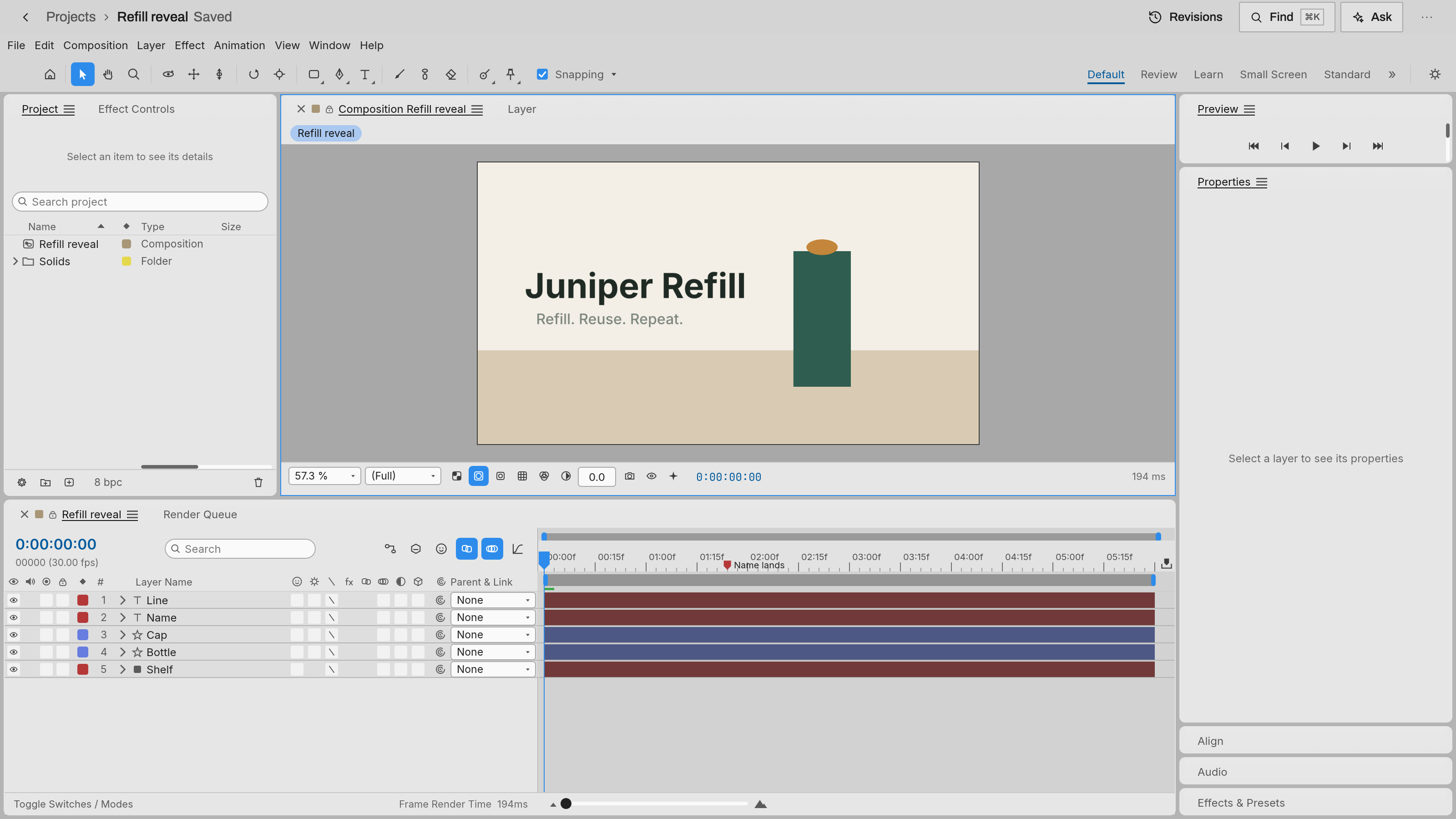 Motion Studio preview with example data