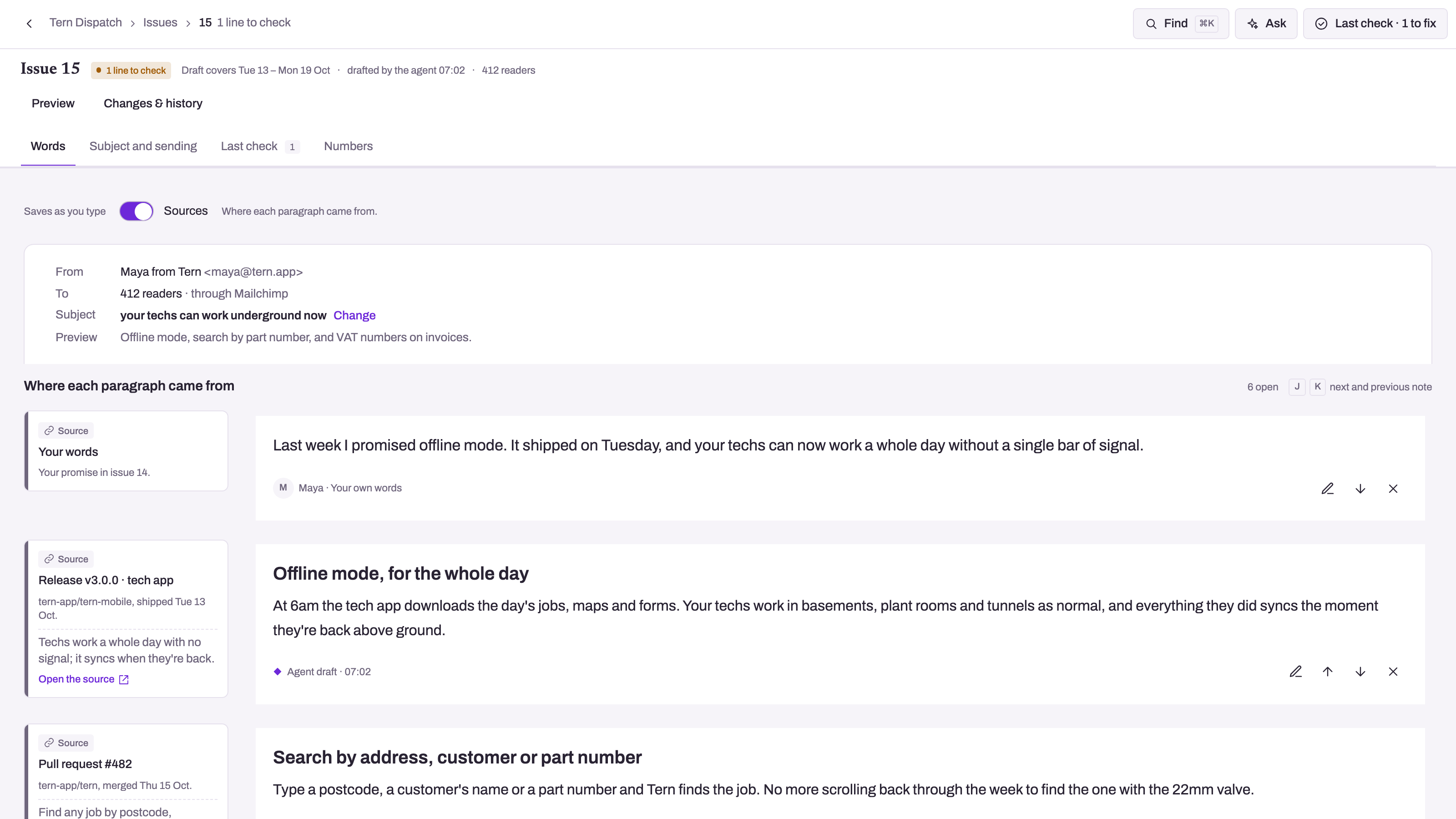 Newsletter Engine preview with example data