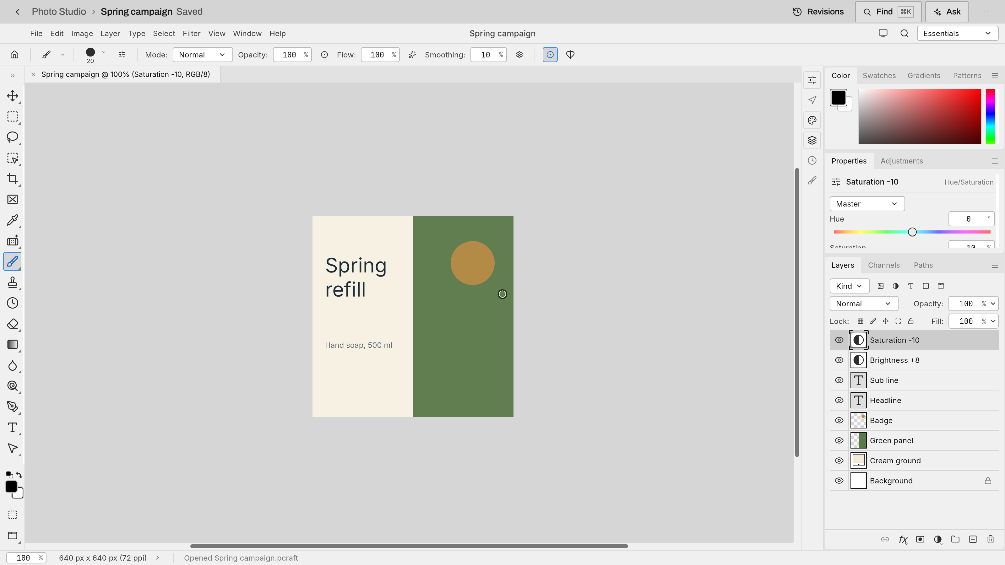 Photo Studio preview with example data