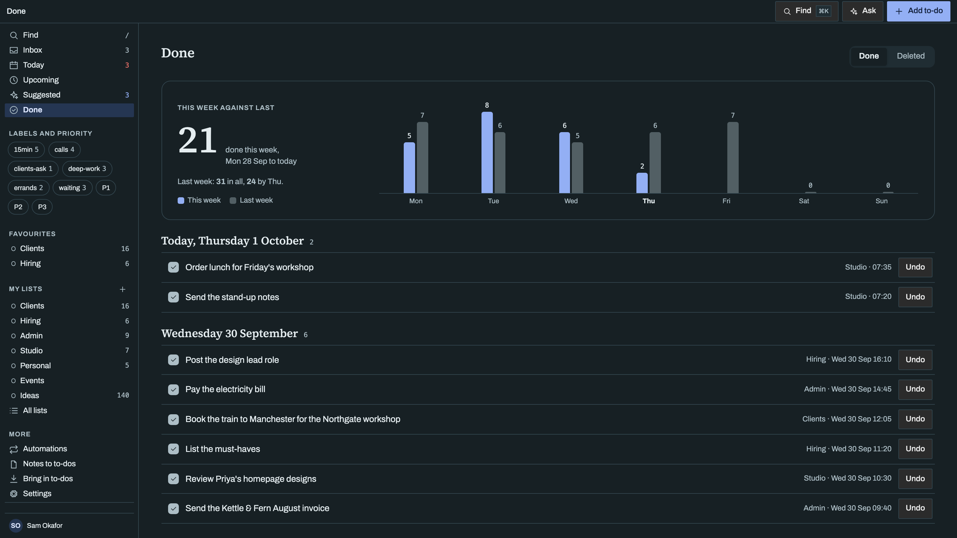 To-do List preview with example data