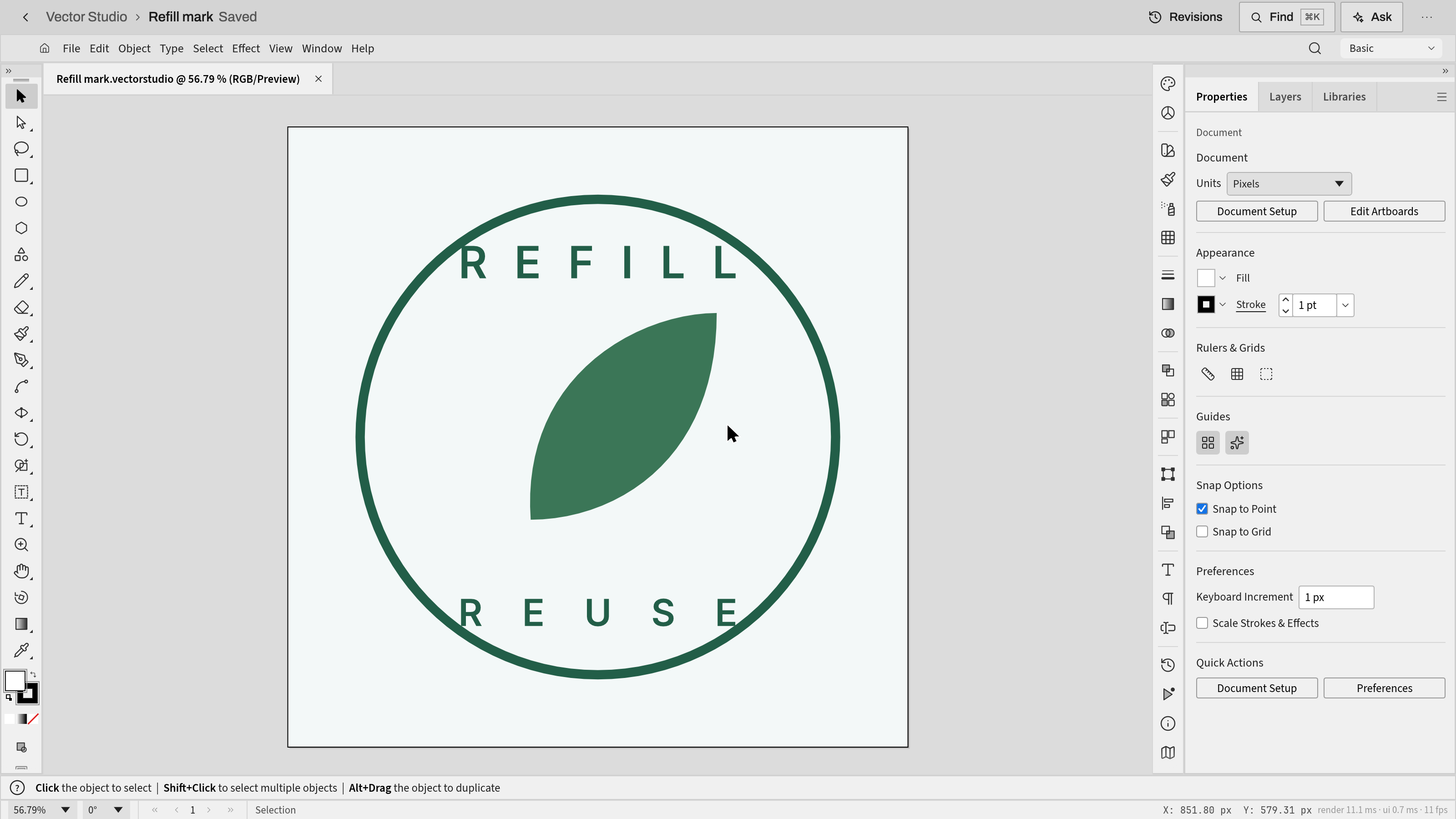 Vector Studio preview with example data